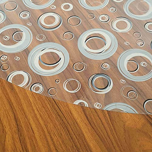 Transparente Folie Tischdecke Tischfolie Schutzfolie mit Muster Kringel Grau Oval ca. 140 x 220 cm abwaschbar