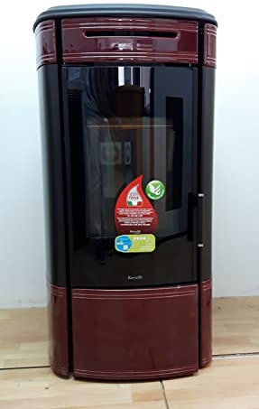 TERMOSTUFA A PELLET RAVELLI MODELLO HRV 140 GLOBE IDRO VENTILATA CERAMICA BORDEAUX