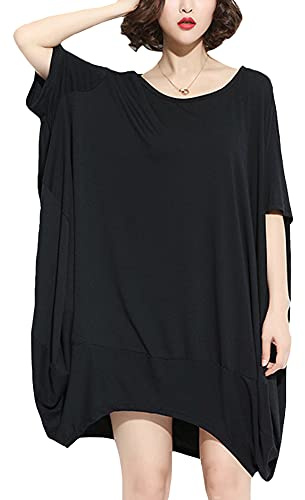 ellazhu Damen Minikleid T-Shirt Kleid mit halben Ärmeln und Rundhalsausschnitt GA200