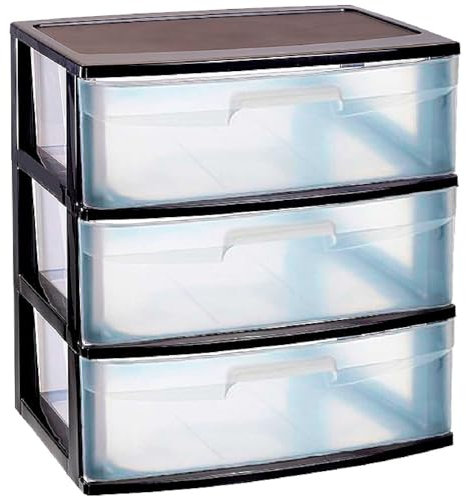 AC - Cajonera de Almacenamiento Nilo con 3 cajones, Torre de Almacenamiento Multiusos para Oficina, hogar, Escuela, etc. 60 x 56 x 39.5 cm. Color Negro