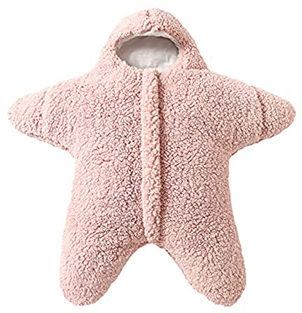 BEAUTYBIGBANG Schlafsack aus Baumwolle Strampler Fußsack, Seestern Form Kinderwagen Pucksack, Einschlagdecke für Babyschale Baby-Schlafsack Wintersack für Mädchen und Jungen (Pink)