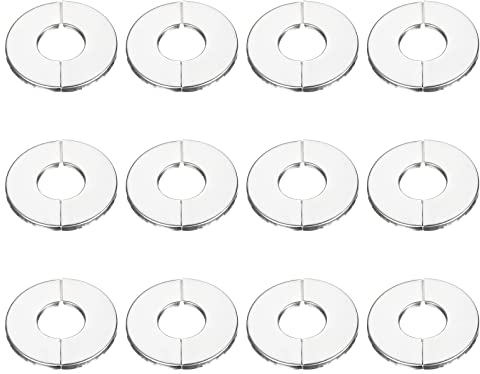 sourcing map 12 Stück Wand-Split-Flansch, 201 Edelstahl, runde Rosette für Rohre mit 27 mm Durchmesser
