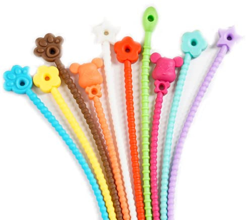 25Pcs Reusable Silicone Twist Ties Bag Clip Cable Straps Cable Cord Wraps Management Organizer Rubber Twist Tie,5 Mixed Designs