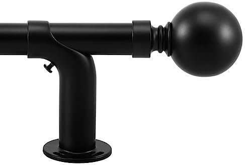 Darkening Curtain Pole Extendable 210-300cm(82-118), Dia 22/25mm Adjustable Blackout Curtain Rod with 60mm Metal Ball Finials for eyelet curtains, Heavy Duty Decorative Windows Rods Black
