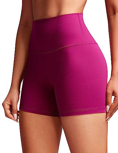 CRZ YOGA Pantaloncini Yoga Donna Butterluxe 10cm - Leggings Ginnastica Vita Alta Allenamento Running Biker Shorts Magenta Viola 38