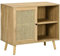 HOMCOM Sideboard Küchenschrank mit Tür, 2 Offenen Fächern, Aufbewahrungsschrank mit Verstellbarer Ablage, Kippschutz für Wohnzimmer Natur Kiefernholz 80 x 39 x 70 cm
