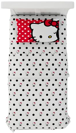 Franco Hello Kitty Bedding Bettwäsche-Set, superweiche Mikrofaser, 3-teilig, offizielles Lizenzprodukt