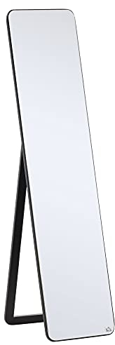 HOMCOM Grand Miroir Pleine Longueur rectangulaire, 37 x 160 cm - Miroir sur Pied ou Mural - pour Chambre à Coucher, Salon et Dressing, Bois Aspect Noir