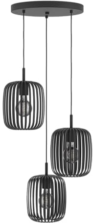 EGLO Pendellampe Romazzina, 3-flammige Pendelleuchte über Esstisch, runde Hängeleuchte aus Metall in Schwarz, Hängelampe mit E27 Fassung, Ø 46 cm