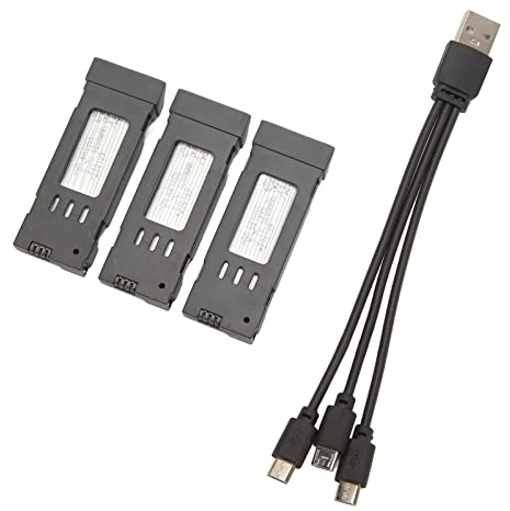 Cuifati 3-teiliger Drohnen-Akku-Ersatz für E58 L800 JY019 S168, 3,7 V Lithium-Akku mit 3-in-1-Ladekabel, Leichter Tragbarer Ersatzakku für Mini-RC-Flugzeuge (1800 mAh)