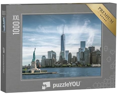 Puzzle 1000 Teile XXL „Freiheitsstatue, Skyline von Manhatten, One World Trade Center, New York City“ – aus der Puzzle-Kollektion One World Trade Center