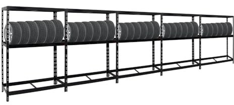 PROREGAL Mega Deal 5X Reifenregal Tiger Schwarz bis zu 60 Reifen 180x130x50 cm