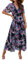 IFFEI Women Summer Maxi Dress Short Sleeve Wrap V Neck Floral Print High Waist Long Flowy Dresses XL Black