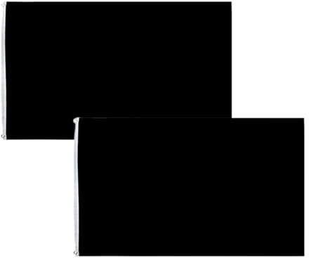 HPMAISON 90 * 150 cm Schwarze Flagge 2 Stück Einfarbig Fahne Mit 2 Messing Ösen Selbst Gestalten DIY Schiedsrichter-Flagge Party Parade Feiern Sport Kindergarten Schule Outdoor Dekoration