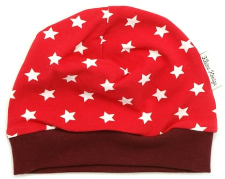 Kleine Könige Mütze Baby Mädchen Beanie · Modell Sterne Superstar rot, weinrot · Ökotex 100 Zertifiziert · Größe 122/128