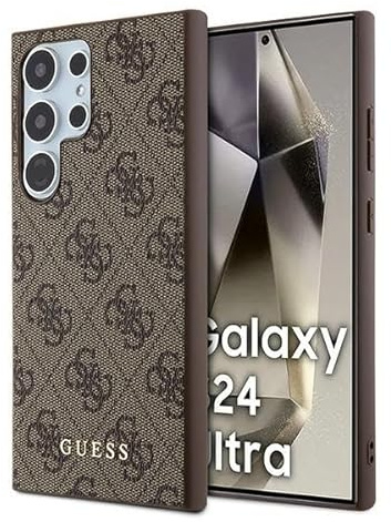 CG MOBILE Guess GUHCS24LG4GFBR Hülle für S24 Ultra S928 braun hardcase 4G Metal Gold Logo