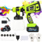Huanyu Spruzzatore di vernice a batteria con 2 batterie da 21V 4.0Ah e 5 ugelli Potente pistola a spruzzo da 900 ml con 3 modelli Spruzzatore di vernice elettrico (CN6000) (Verde)