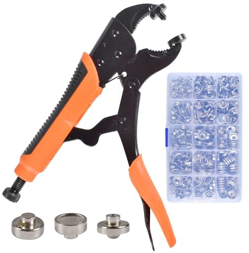 Pince Bouton Pression Metal,Outil De Bouton Pression Metal,Outil de fixation robuste réglable,Ensemble de boutons-pression pour bateau pour tissu, Kit de boutons, Pinces à pression pour bâche