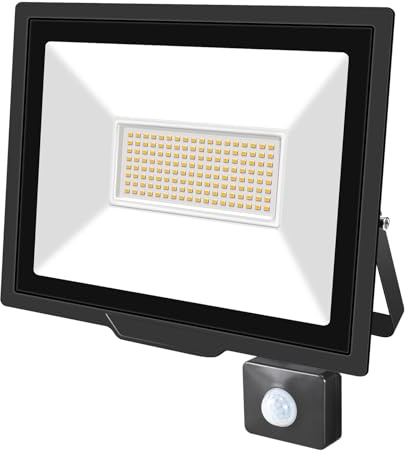SKYWORLD Strahler mit Bewegungsmelder Aussen 1 Stück,100W Warmweiß Led Strahler Außen IP66 Wasserdicht Scheinwerfer Wandleuchte für Garten Terrasse Wand Garage Vorhof Innenhöfe