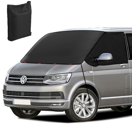 ZATOOTO Auto Windschutzscheiben Abdeckung für VW T5 T6, 600D Oxford Wasserdicht Frontscheibe Sonnenschutz, Wetterfest Frontscheibenabdeckung, Blackout Anti-UV/Frost/Ice/Staub Wrap Cover