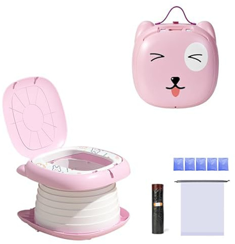 Klapptoilette für Kinder,Kindertoilette Tragbar,Faltbarer Toilettensitz Kinder,Kinder Reise Töpfchen,Töpfchen Faltbar,Tragbare Baby Toilette,Tragbares Reisetöpfchen mit Ersatztaschen