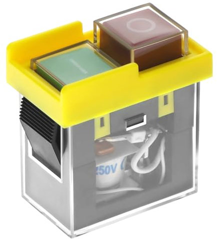 QWORK® Interrupteur de sécurité KJD6 5E4 AC250V 6(4) A, IP55, interrupteur à outils, bouton de démarrage, interrupteur électromagnétique
