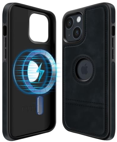 COODIO Logo-View Magnetisch Hülle für iPhone 13 6,1 Zoll, Magnetisch Hülle kompatibel mit MagSafe, Dünn Kreativer Handyhülle, Schwarz