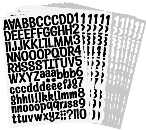ZephyrCraft 12 Sheets Iron-On Letter Stickers, Self-Adhesive Vinyl Alphabet and Numbers, Waterproof Alphabet Stickers for DIY Crafts, Letterbox, T-Shirt, Greeting Card (White, Black)