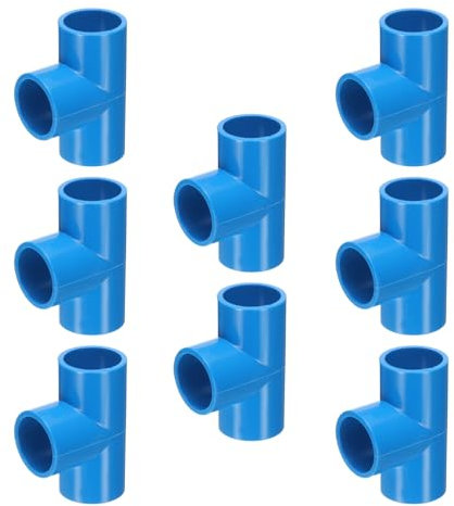 QUARKZMAN 8 StückTee PVC Fitting 3/4 3-Wege-Verbinder Möbelbauqualität Rohrkupplung Ellbogenarmaturen für Abwasserrohre Wasserzufuhr Bau Garten, Blau