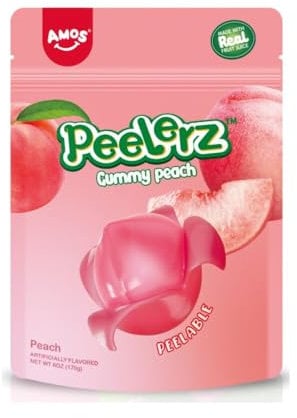 Peelerz Gummy Peach Peeling Candy Peelable Fruit Snacks I 6oz (170g) Pack of 2 I US Import