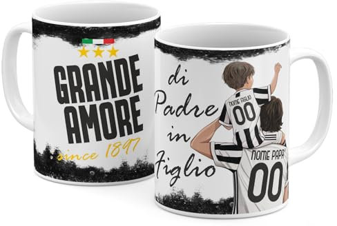 StudioPixelStore Tazza Personalizzata Squadre di Calcio – Di Padre in Figlio – Regalo Perfetto per Tifosi Tazze in Ceramica per la Colazione (Tifosi Juventini)