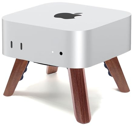 Supporto in vero legno per Mac mini M4/Mini M4 Pro 2024, sicuro e durevole, per ventilazione, dissipazione del calore, raffreddamento, supporto da tavolo, treppiede in legno antiscivolo (noce)