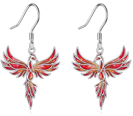 Phönix-Ohrringe Sterlingsilber Aufsteigender Phönix Baumelnde Ohrringe Tierschmuck Geschenke für Damen