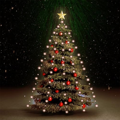 Brokky 50699 Luci per Albero di Natale con 180 LED 180 cm Lucine LED Decorative,LED Luci Albero di Natale a Batteria Impermeabile,Mini Filo Luci LED Batteria Decor per Interno,Feste,Matrimonio