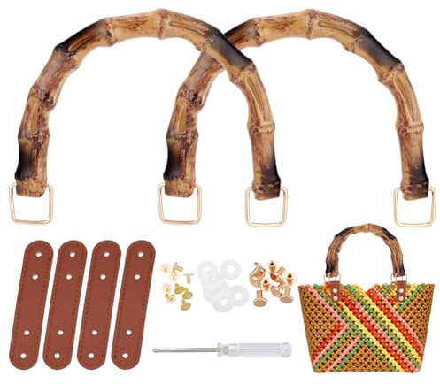 PH PandaHall 2pz Manici per Borse in bambù Maniglie Bamboo per Borse a Forma di U, 16.5x13cm Manici Corti per Borsa Uncinetto Accessori per la Realizzazione di Portafogli Borsette