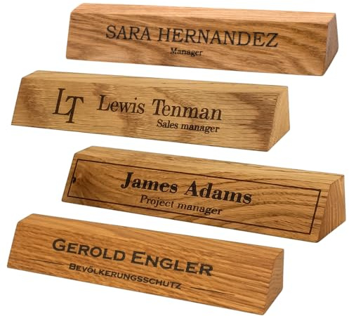 Personalisierte Schreibtisch‑Namensschild aus Eiche – Massives Holz, Lasergravur – Stilvolle Schreibtischdekoration & Geschenkidee für Chef, Geburtstag oder neuen Job