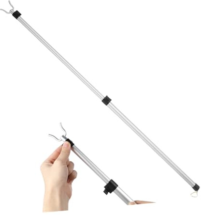 MOTHNUR Ausziehbare Teleskop Kleiderbügel Stab mit Haken Verstellbar Robust für Balkon Wäscheleine Silberner Wäscheständer für Zuhause Platzsparend Vielseitig Einsetzbar