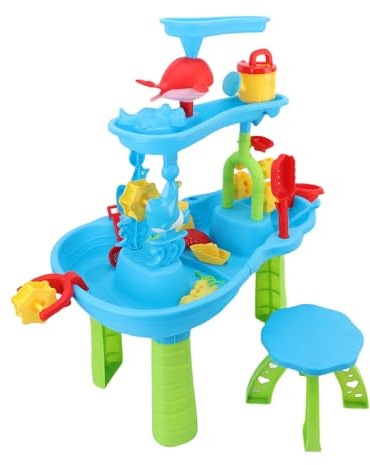TOPINCN Sand- und Wassertisch für, 3-stufiger Großer Aktivitätsspieltisch mit Rutsche und Stauraum, Modulares Design für Outdoor-Indoor-Spiele, Strand, Hof, Zuhause, Kindergarten