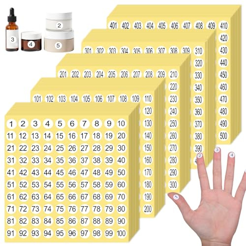 cobee 1-500 Zahlen Aufkleber Mini, 75 Blatt 10mm Nummer Aufkleber Labels