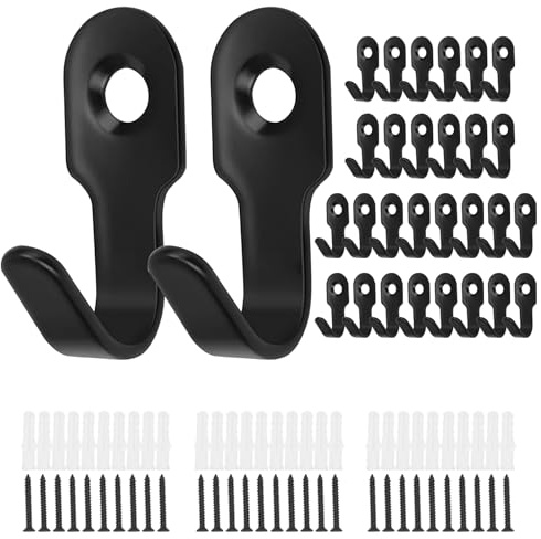 Tbintul 30 Pièces Crochets à Vis En Acier Inoxydable, 27mm Mini Crochets Muraux Noirs à Visser Crochets Pour Porte CléS Avec 30 Vis Pour Chambre à Coucher Pour Porte CléS, Chambre Et Cuisine