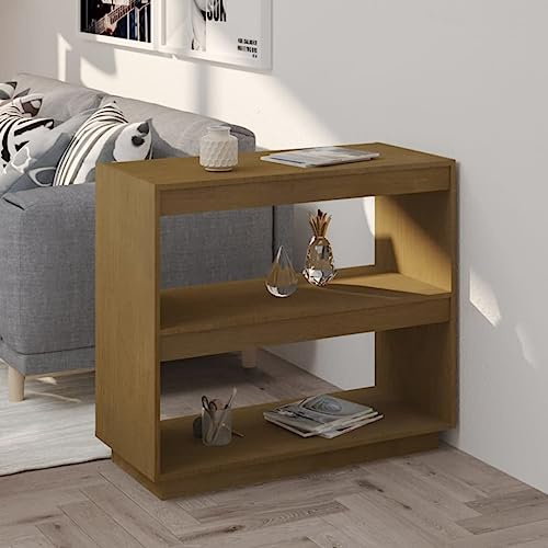 GeenYuu Bücherregal Honigbraun 80x35x71 cm, Massivholz Kiefer Standregal, Robustes Holzregal für Bücher, Zeitschriften, DVDs, ideal für Wohnzimmer, Schlafzimmer, Büro