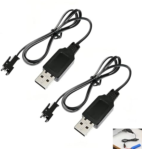 2 Pièces Câble de Charge USB 3.7V, Chargeur Batterie 3.7V avec Prise SM-2P, 44.5 cm Adapté pour Voitures Télécommandées, Drones, Bateaux et Autres Jouets RC, Charge Facile Via Port USB Standard