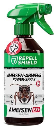 RepellShield® AntEx+ Extra Starkes Ameisen-Abwehrspray für Innen & Außen - 500ml - Hochwirksames, natürliches Ameisen-Mittel mit ätherischen Ölen - Starke Alternative zu Ameisenköder & Ameisenfalle
