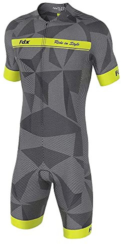 FDX Radanzug für Herren – 3D gepolstert, atmungsaktiv, schnelltrocknend, Triathlon-Anzug – Kurzarm Einteiler zum Fahrradtraining, Rennrad-Oberteil, Radsportbekleidung