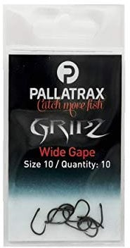 Pallatrax Gripz Wide Gape Fishing Hooks - Carp Fishing Hooks - Award Winning Fishing Hooks (Size 10 - Wide Gape Gripz)