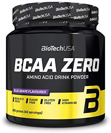 BioTechUSA BCAA Zero | BCAA-Aminosäuren im Verhältnis 2:1:1 | Mit L-Glutamin | Zucker- und glutenfrei | Aminosäurenformel als Getränkepulver | 360 g, Blaue Traube