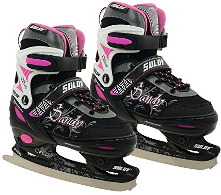 SULOV Unisex Youth Schlittschuhe Sandy, Schwarz/Rosa, S
