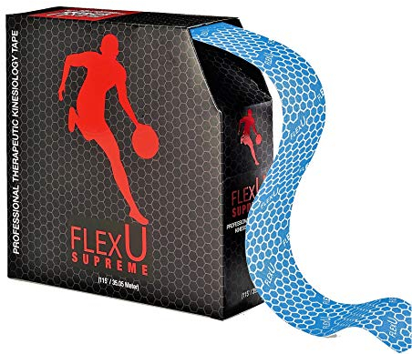 FLEXU Kinesiologie-Tape; 140 vorgeschnittene I-förmige Streifen; 5X25 cm. medizinisches Klebeband; Lindert Schmerzen, reduziert Schwellungen und sorgt für eine schnellere Genesung (Blau)