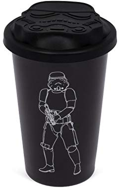 Shepperton Design 1002207 ThumbsUp Original Stormtrooper-Keramiktasse mit Deckel (sw), Keramik, Schwarz