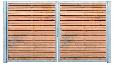 Einfahrtstor Verzinkt Holz Tor quer Symmetrisch 2-flügelig 500cm x 160cm